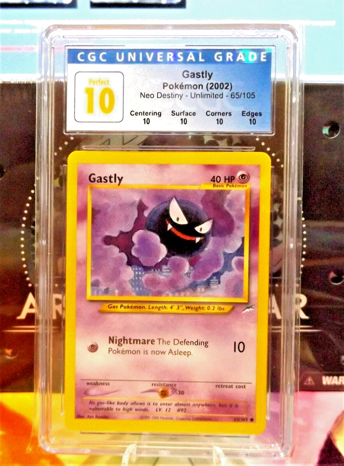 2002 POKEMON GASTLY NEO DESTINY 65/105 PERFECT CGC 10 POP. 1 THE ONE AND ONLY