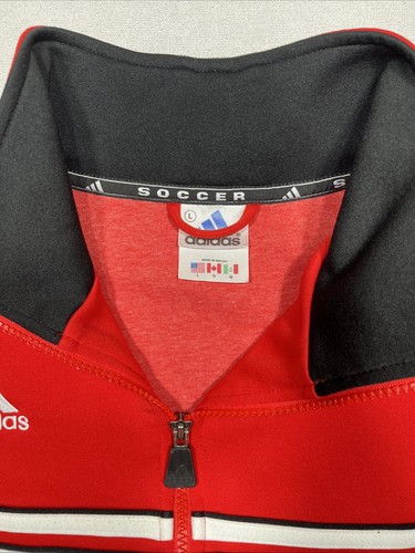 Adidas Giacca Uomo Grande Rossa Track - Full Zip Stile Calcio con Tre Strisce - Foto 2 di 6