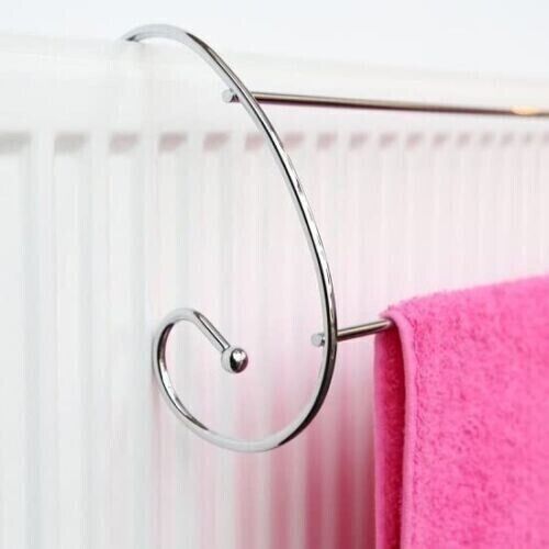 2 Bar Chrome Curved Radiator Airer Laundry Clothes Dryer Rack Towel Rail Hanger - Picture 4 of 6