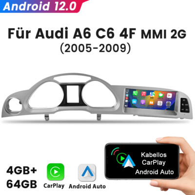 8.8'' 4+64GB Anroid Auto CarPlay Für AUDI A6 C6 MMI 2G High Multimedia 2005-2009