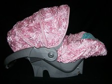 Light Pink Rosette with Aqua Infant Carseat Cover