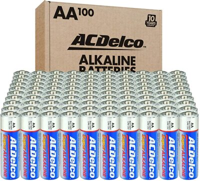 ACDelco AA Super Alkaline Battery 1200 mAh Capacity Recloseable Box (100-Pack)