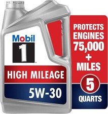 High Mileage Full Synthetic Motor Oil 5W-30, 5 Quart