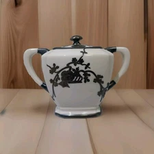 Vintage Demitasse Lenox Belleek Sugar Bowl Sterling Silver Overlay