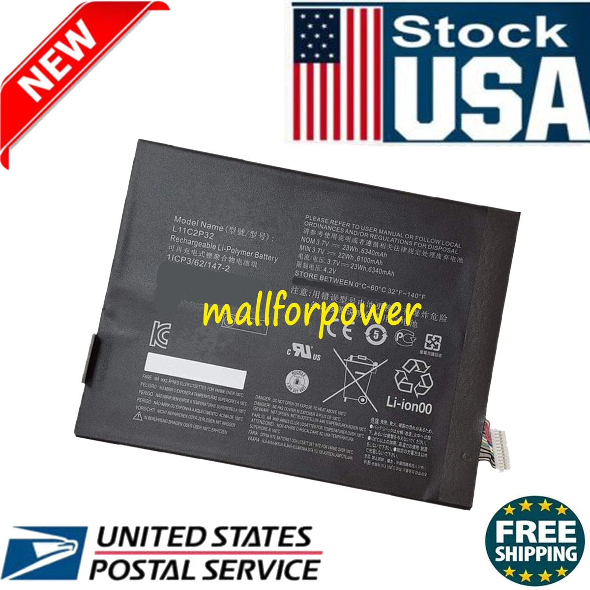 L11C2P32 1ICP3/62/147-2 Battery For Lenovo IdeaTab S6000L S6000-F S6000-H S6000