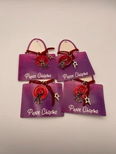 2004 Red Hat Society Purse Charms Red Hat With Purple Ribbon Lot of 4