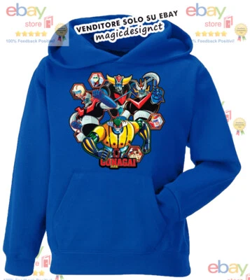 JHK O FRUIT OF THE LOOM SUPER ROBOT JEEG MAZINGA MAZINGER GOLDRAKE CARTOON FELPA cappuccio gonagai manga