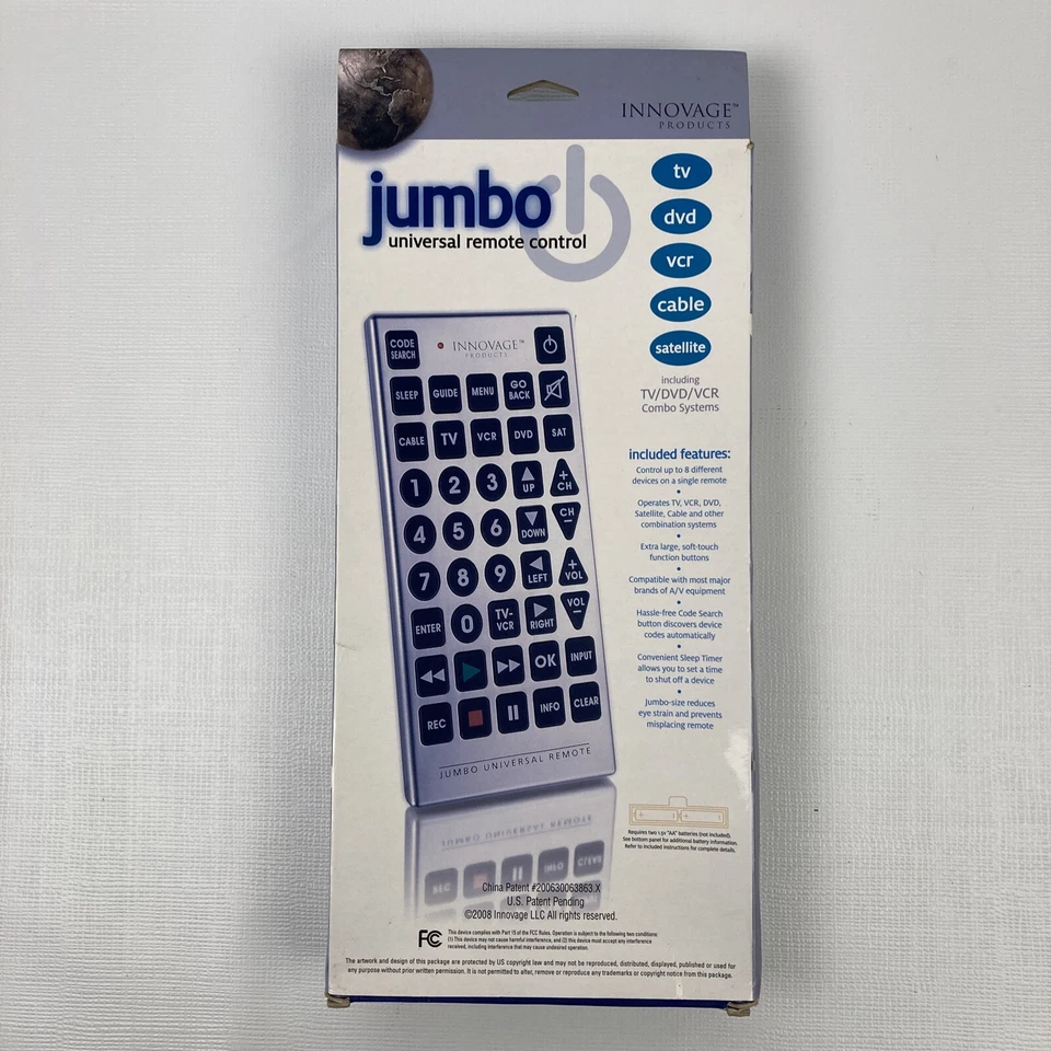 Emerson Jumbo Big Button Universal Remote Control 8 Devices NIB New - Image 3 of 4
