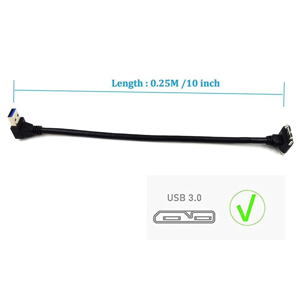 Down Angle USB 3.0 A Male to Micro 3.0 Male UP Angle Screw Lock Data Sync Cable - Image 4 of 4