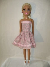 Handmade By Me Dress and Bow, Made to Fit Barbie Best Fashion Friend 28" doll.