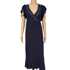 Altar d State flutter sleeve faux wrap v neck dress embroidered detail maxi M