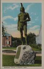 Massasoit Statue Plymouth Massachusetts Postcard C158