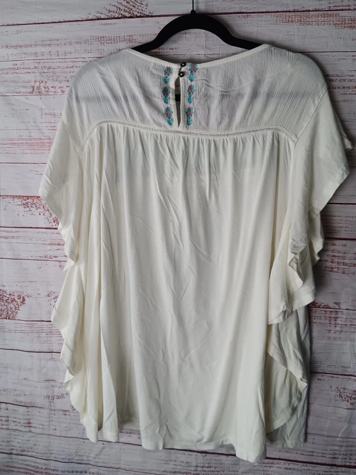 Топ женский Chip & Pepper средний белый вязаный с цветочным рисунком эластичный с оборками - Изображение 2 из 4