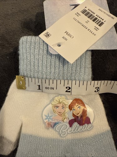 Disney Frozen Gloves Elsa Anna Believe Blue & White Girls One Size Fits Most NEW - Picture 13 of 17