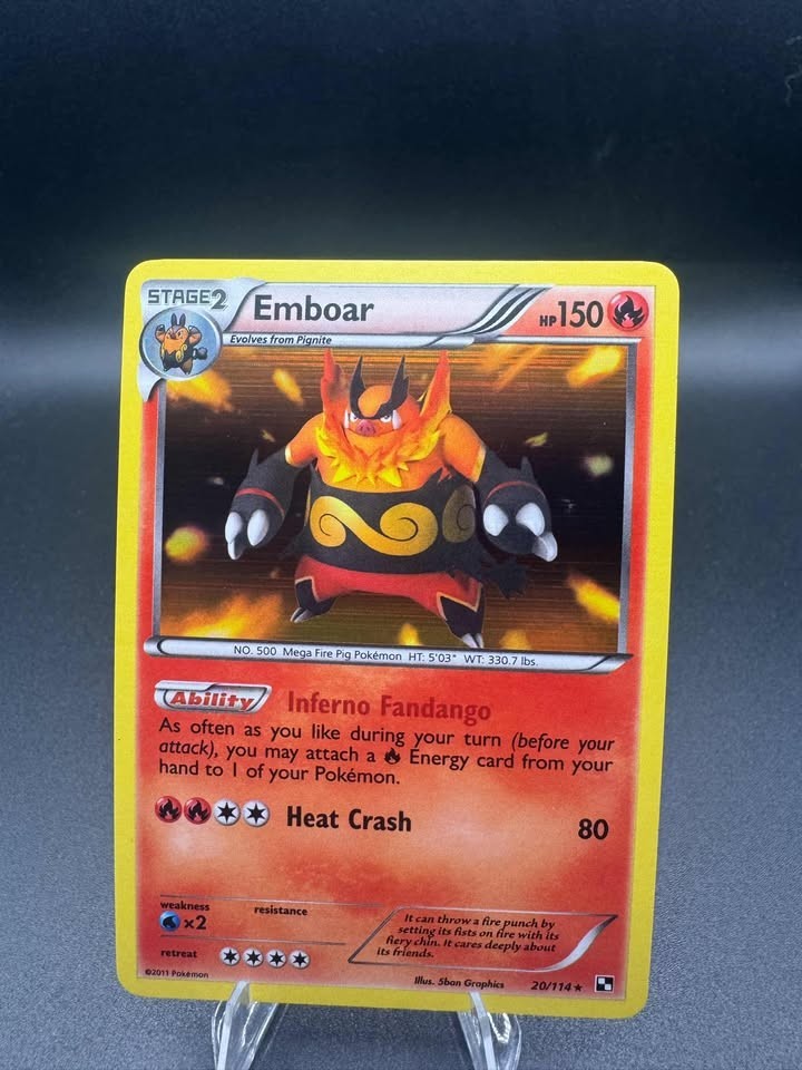 Emboar 20/114 Black & White Holo Rare Pokémon Card TCG 2011 NM