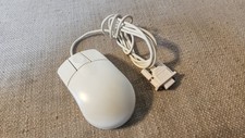 Vintage 3 Button Computer Mouse White Serial Port Unbranded Great T1