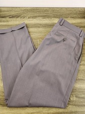 Roundtree Yorke Dress Pants Men's 36x32 Gray Pleated Cuffed Easy Care Preppy