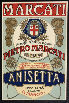 Pietro Marcati Anisetta Liqueur Treviso Italy Vintage Label 4x6''