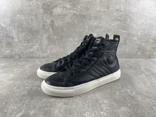 Diesel Black Leather Logo Mid-Top Sneakers "S-ASTICO MID LACE" Y2K Size US 12 45