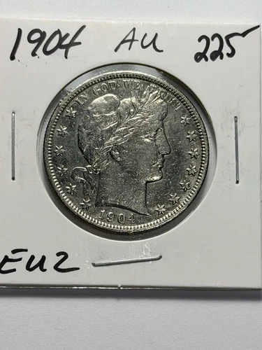 1904 Barber Half Dollar 50C Silver AU Grade Circulated 0.9 Fineness Uncertified