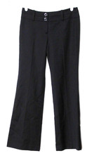 ANN TAYLOR DRESS PANTS ladies size 2P solid black boot cut wool blend flat front