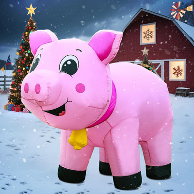 6FT Pig Inflatables Christmas Spring, Farm Ranch Blow up Animals Cute, Decoratio
