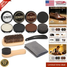 8 Pcs Leather Shoe Polish Kit Shine Care Brush Cleaning Tool Set