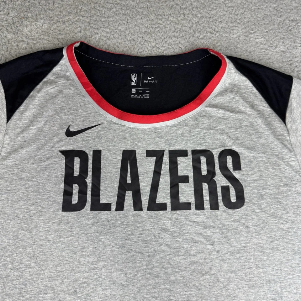 Nike NBA Portland Trail Blazers Gray/Black/Red Dri-Fit T-Shirt Mens Sz Xxl 2xl - Image 3 of 4