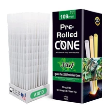 Pre Rolled Cones King Size Bulk 1000 Pack | White, 109 mm | Natural Pre-Rolle...