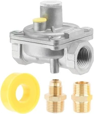 1/2" Natural Gas Pressure Regulator with 2 Brass NPT Conversion Adapters