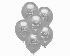 10 Large SILVER Eid Mubarak Balloons, Eid Decorations - Multi Pack - BA 07