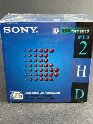 Sony MFD 2HD 3.5'' Micro Floppy Disk IBM Formatted 10pack New & Sealed
