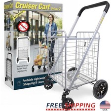 Heavy Duty Foldable Utility Cart 100lb Capacity W/ Brake System 360  Wheels New