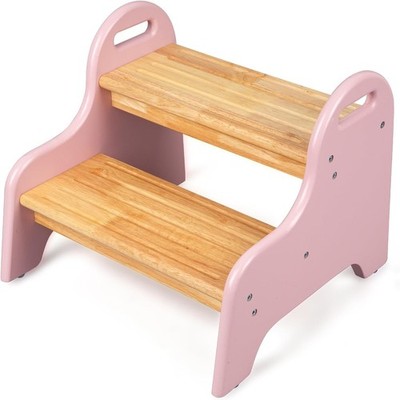 Kinder-Trittbank 2 Stufen, Hocker aus Gummibaumholz, stabil  rutschfest, idea...
