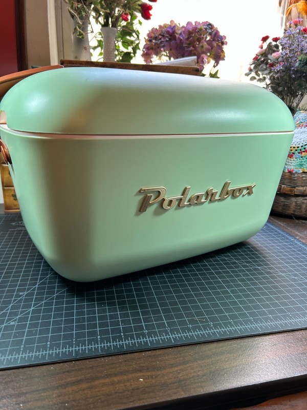 Polarbox Mint Green Retro Cooler Ice Chest Gold Logo 17" Picnic Beach Camping