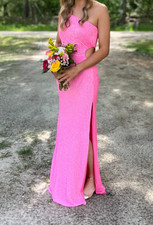 Pink Sequined Prom Dress- Size 2 La Femme Brand No Alterations Worn Once