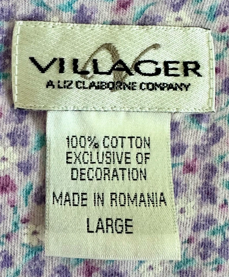 Camisón Villager by Liz Claiborne púrpura floral algodón talla grande vintage Foto 4 de 4