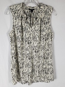 Simply Vera Vera Wang Women's Large Sleeveless Top Cream Brown Splash Pre-Owned
