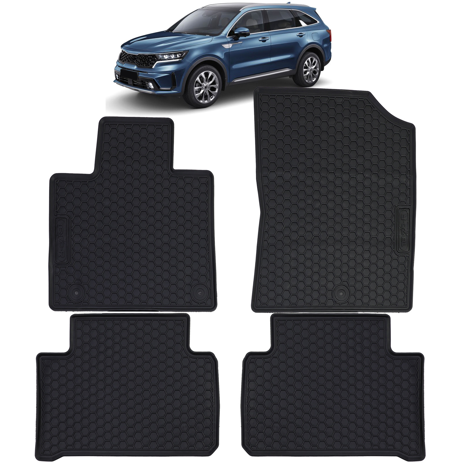 Accessori Kia Sorento MQ4 | Tappetini Gomma Premium All-Weather Nero