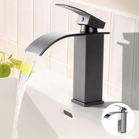 Wasserfall Waschtischarmatur Bad Mischbatterie Waschbecken Einhandmischer Grau