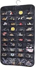 Hanging Jewelry Organizer, Double Sided 80 Pocket Chain Storage Black 