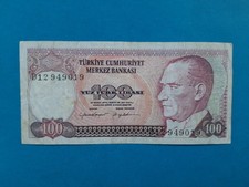 1 x 100 Lirasi T&uuml;rkei / Geldschein Banknote von 1970