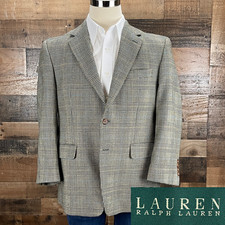 Ralph Lauren Sport Coat Blazer Mens 40S Plaid Check Lambswool Suit Jacket Casual