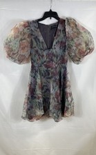 Urban Outfitters Women's Botanical Mini Dress Multicolor Puff Sleeve NWT Size XS