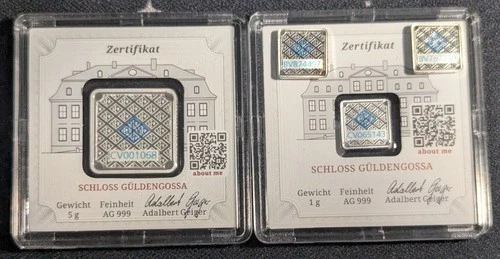 Geiger Bars .999 Fine Silver (Mixed Lot Of 4 Total - One 5g and Three 1g bars)