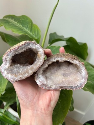 Lavender Berber Geode Pair | Atlas Mountains, Morocco | 1.6 lbs  Natural Cracked