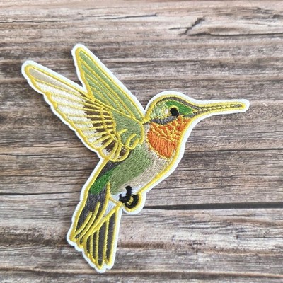 Olive Green Yellow Gold Hummingbird Bird Bohemian Outdoor Hippy Iron On Patch