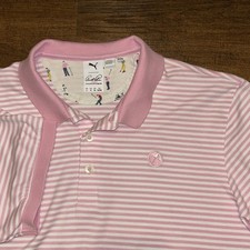 Puma Arnold Palmer Golf Polo Shirt Pink White...