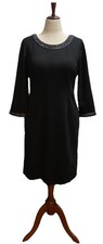 NWT Talbots  Sheath Dress Womens Size 14P Black Knee  Length 3/4 Sleeves $149