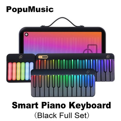 PopuMusic Music Password PopuPiano Smart Piano Keyboard Rainbow Light Keys Black
